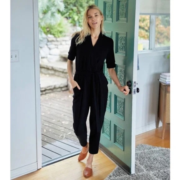 Hatch Maternity Jumpsuit Womens Size 1 Small Black Nurse to Errands Knit Jogger - Picture 8 of 8